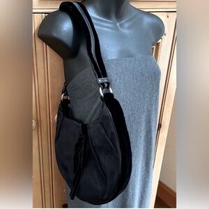 Designer YSL Yves Saint Laurent Rive Gauche Paris Bow Black Velvet Shoulder Bag